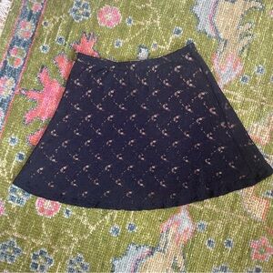 BCBGMaxAzria Black Lace Circle Skirt with Nude Underlay size Large